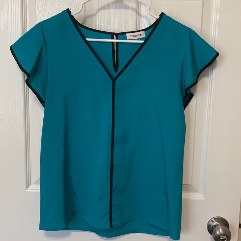 Calvin Klein blue and black business top